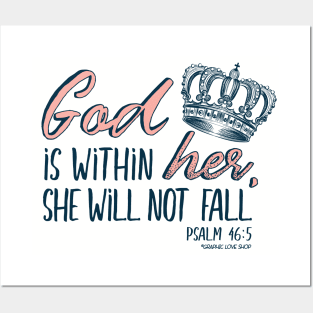 God Is Within Her She Will Not Fall - © GraphicLoveShop Posters and Art